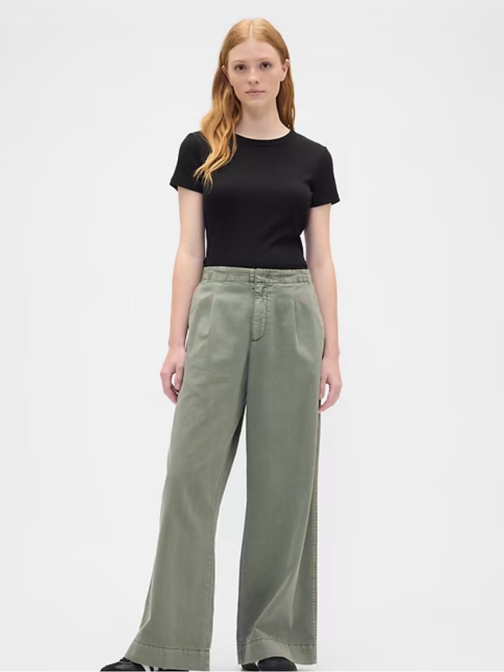 NWT GAP High Rise Pleated Relaxed Wide-Leg Khakis